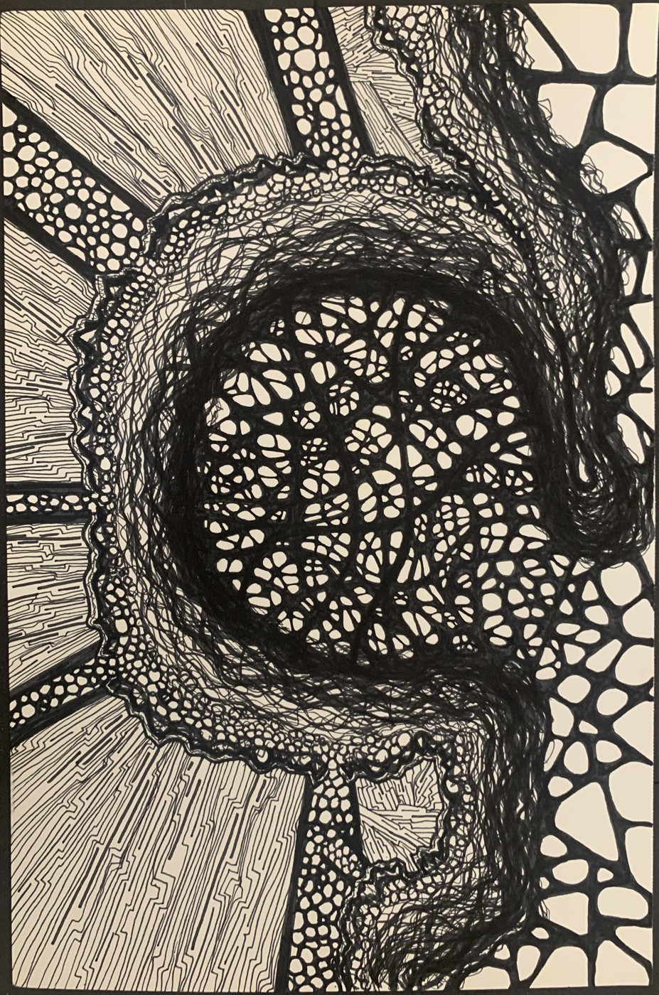 Detail of an ink work by Oksana Keren